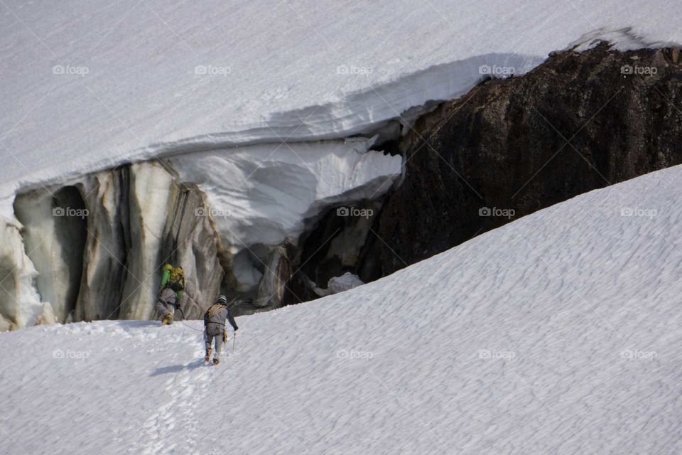 gathering water on a mountaintop