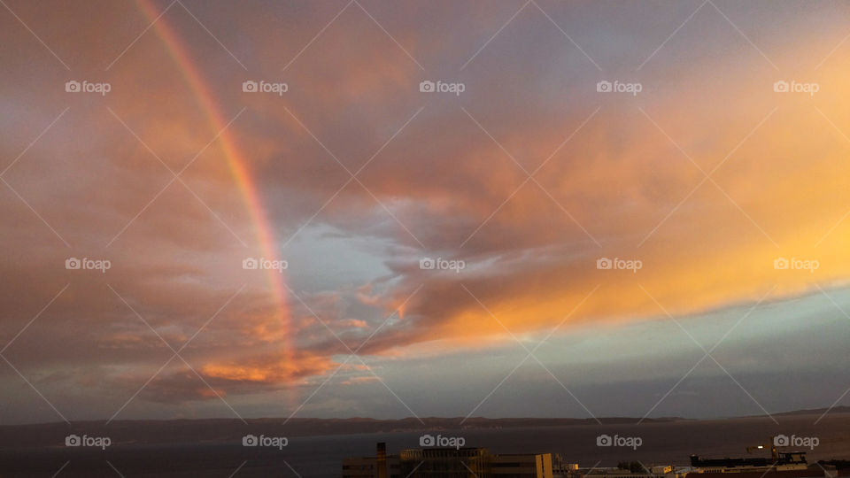 Rainbow and sunset