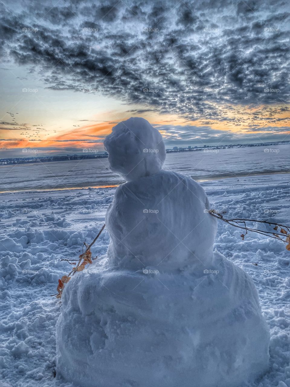 Sunset Snowman