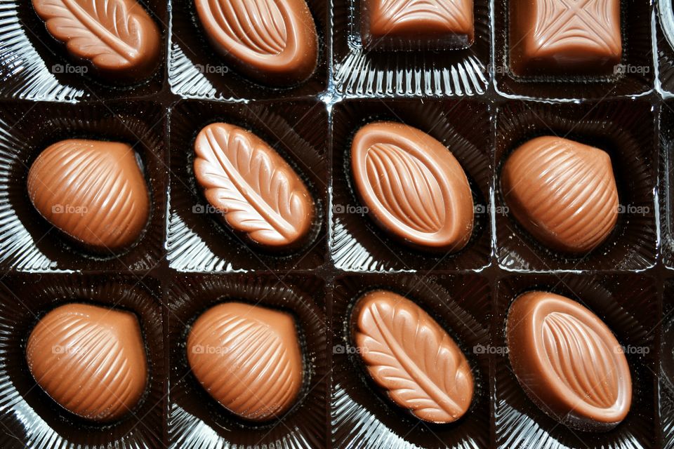 set of chocolate candies background