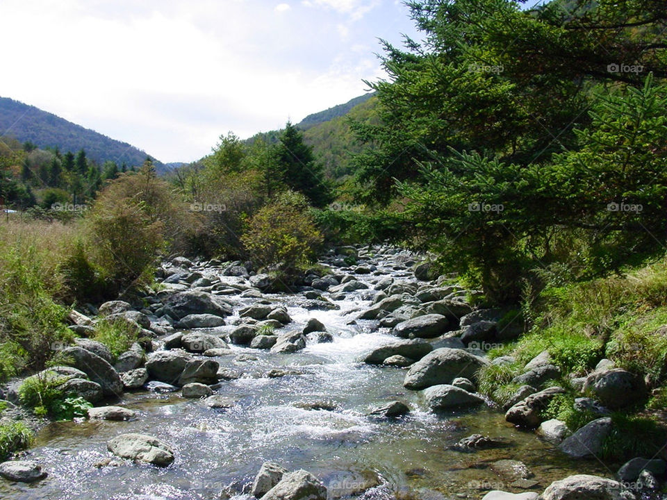 Chinese mountainside river