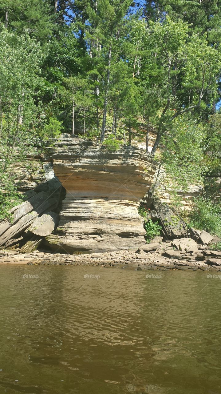 Wisconsin Dell's Rock. Rock view from the river