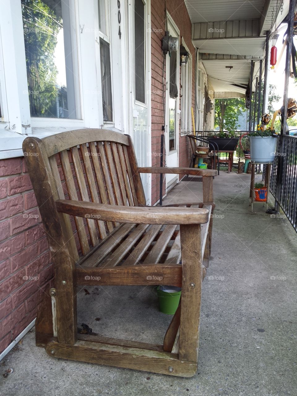 Porch bench.
