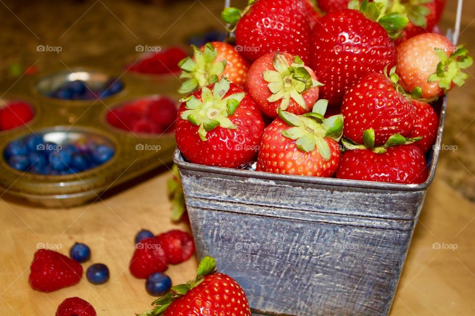 Close-up of a strawberry in container