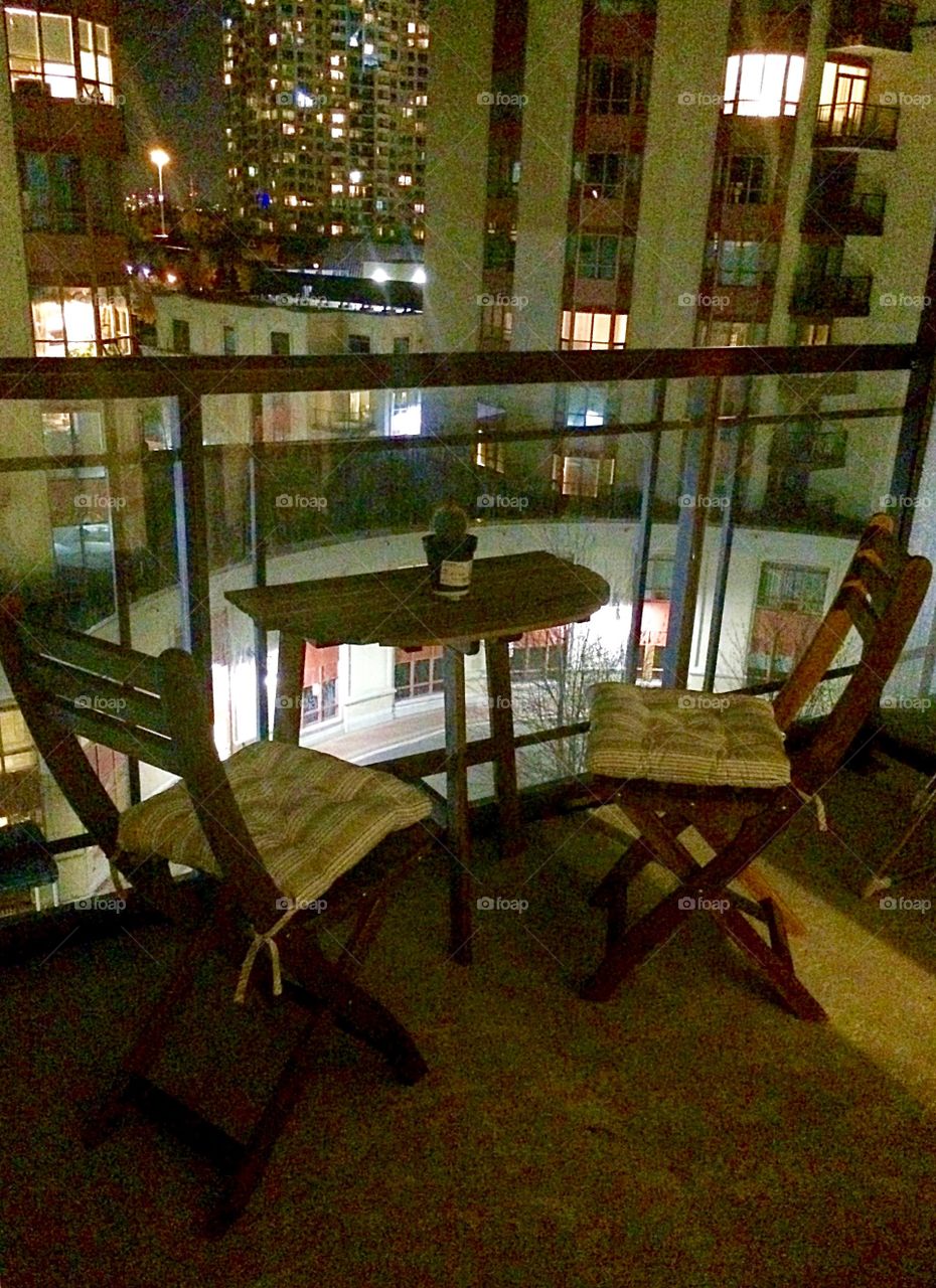 Urban patio at Night