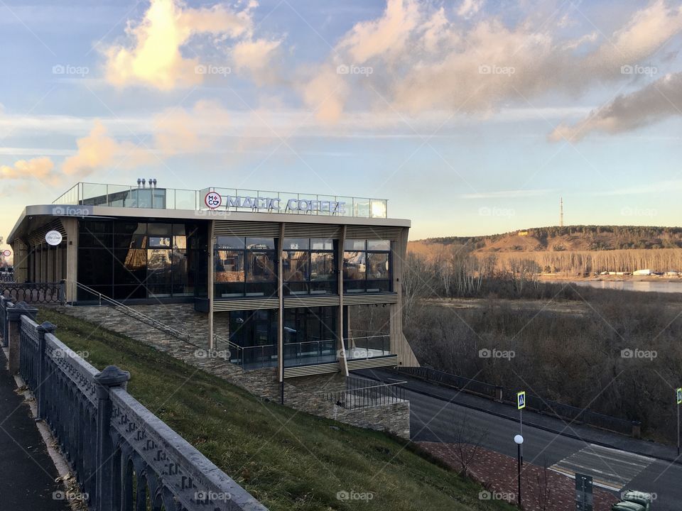 overlooking the city