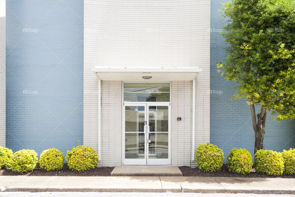 Brick office building door