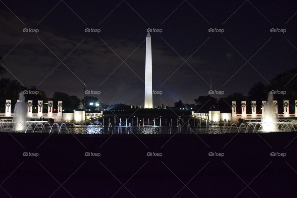 Washington Monument viewed through WWII Memorial