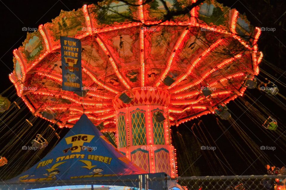 Amusement park at night