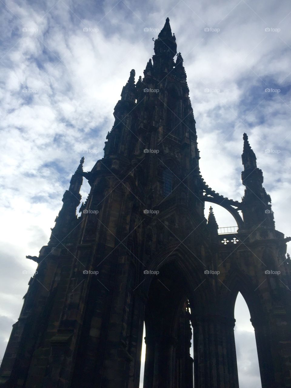 Looking up at the Scott Monument