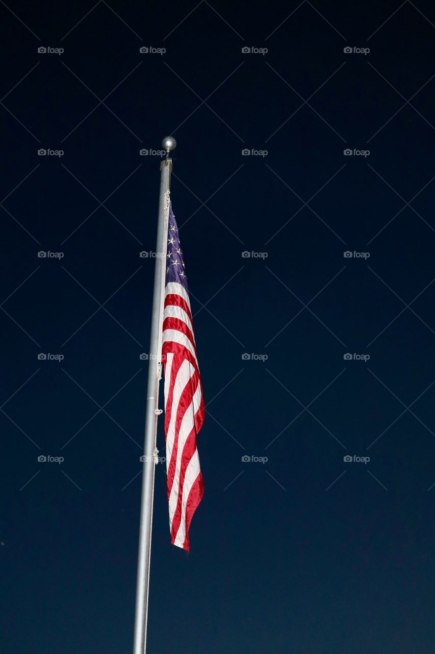 American flag at sunset 