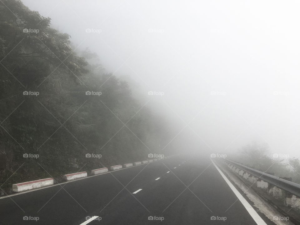 Foggy morning - Hai Van Pass in Vietnam 