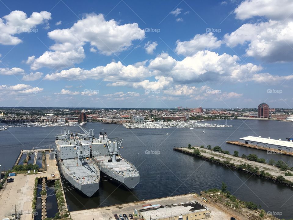 Battleships in the Baltimore harbor 