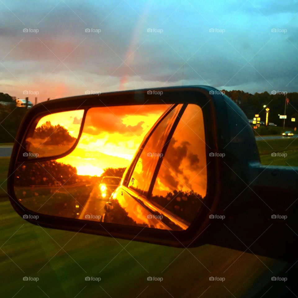 Sunset in the rear view 
