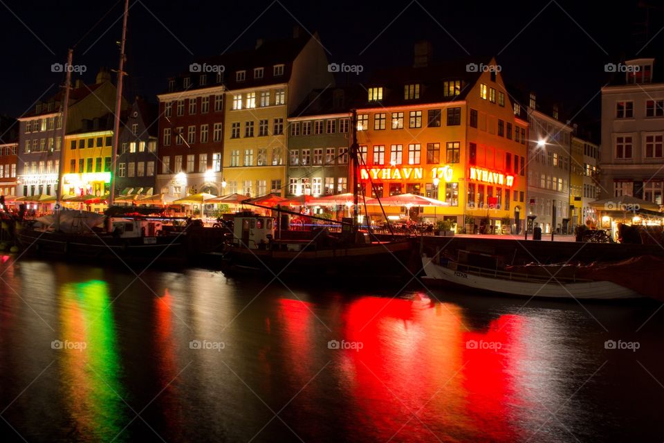 Copenhagen Nyhavn Harbor at Night
