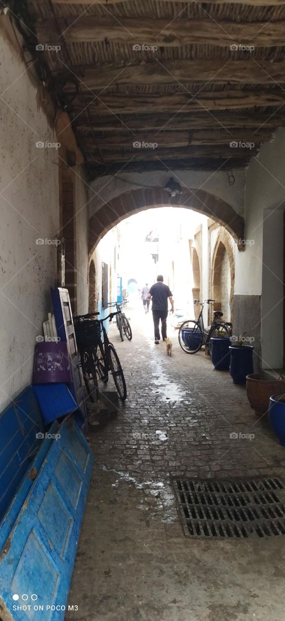 beautiful ancient street  at essaouira city in Morocco.