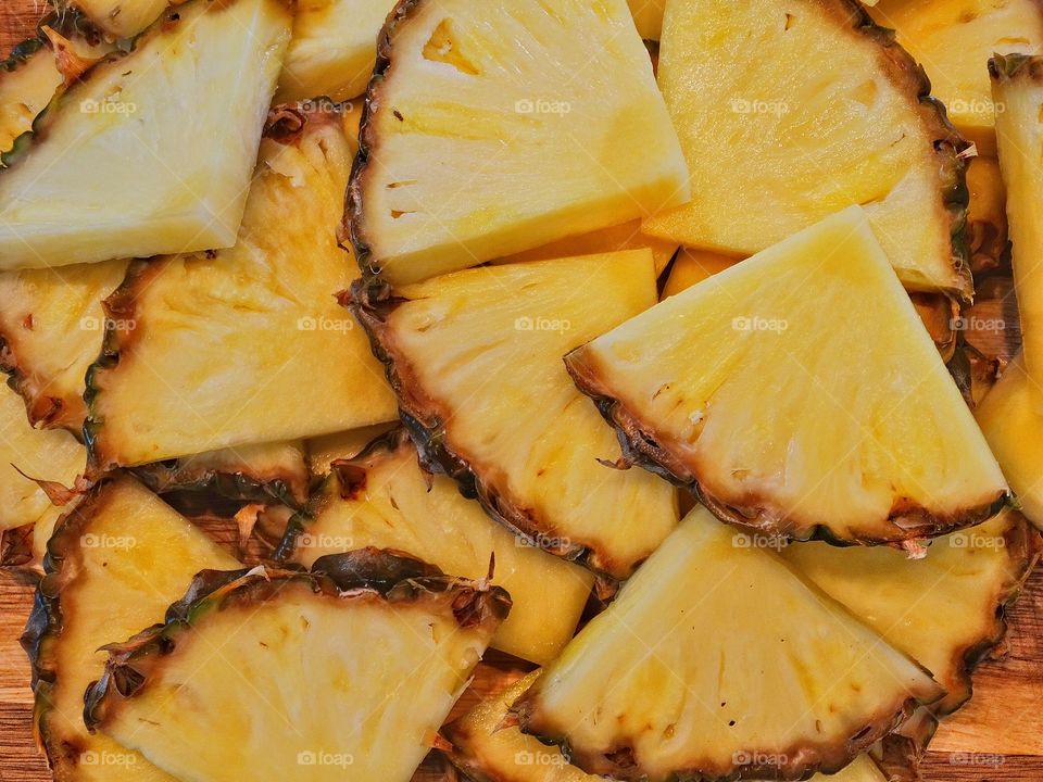 Fresh Pineapple. Freshly Sliced Ripe Pineapple
