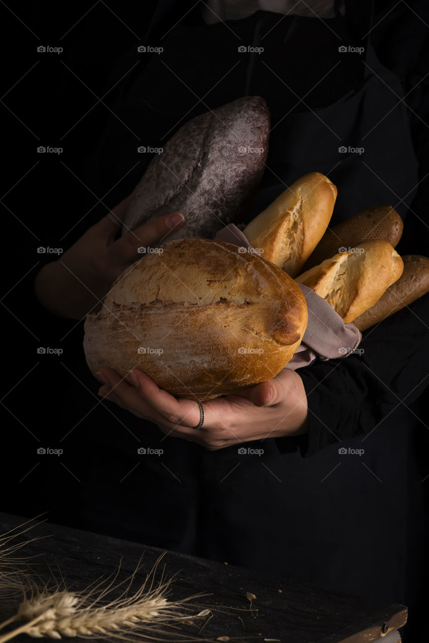 homemade bread in the woman hand