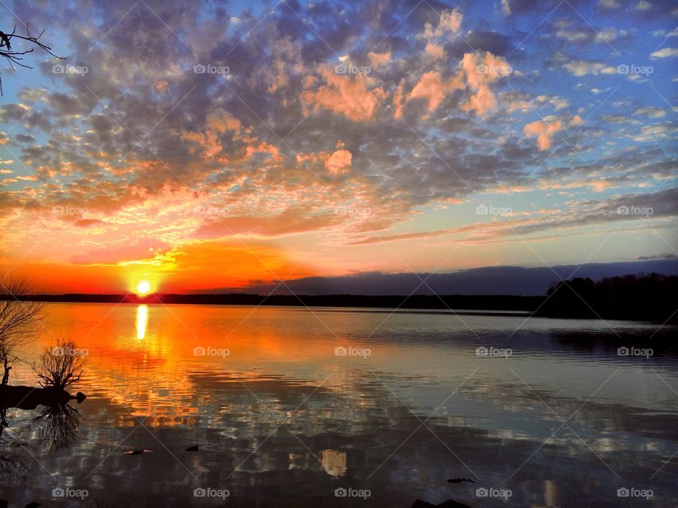 Sunset over the lake