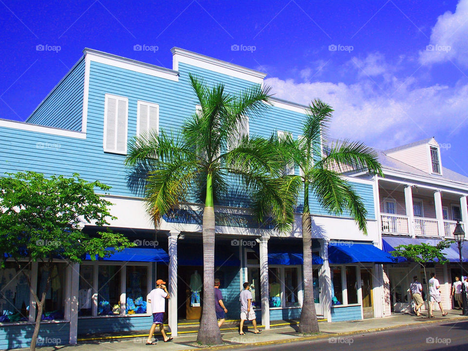 Key West. A pretty Street scene along Duval Street in Key West Florida