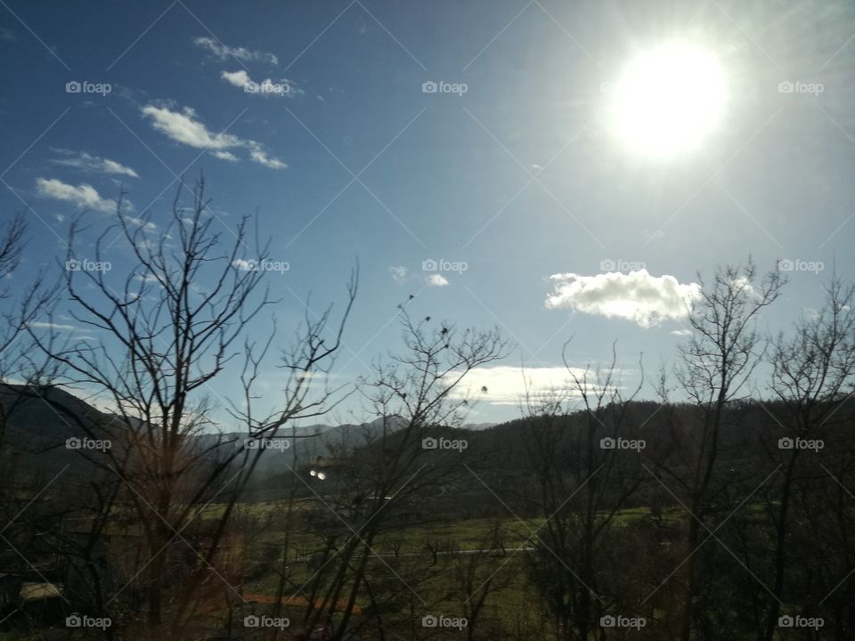 Sun in the cold winter