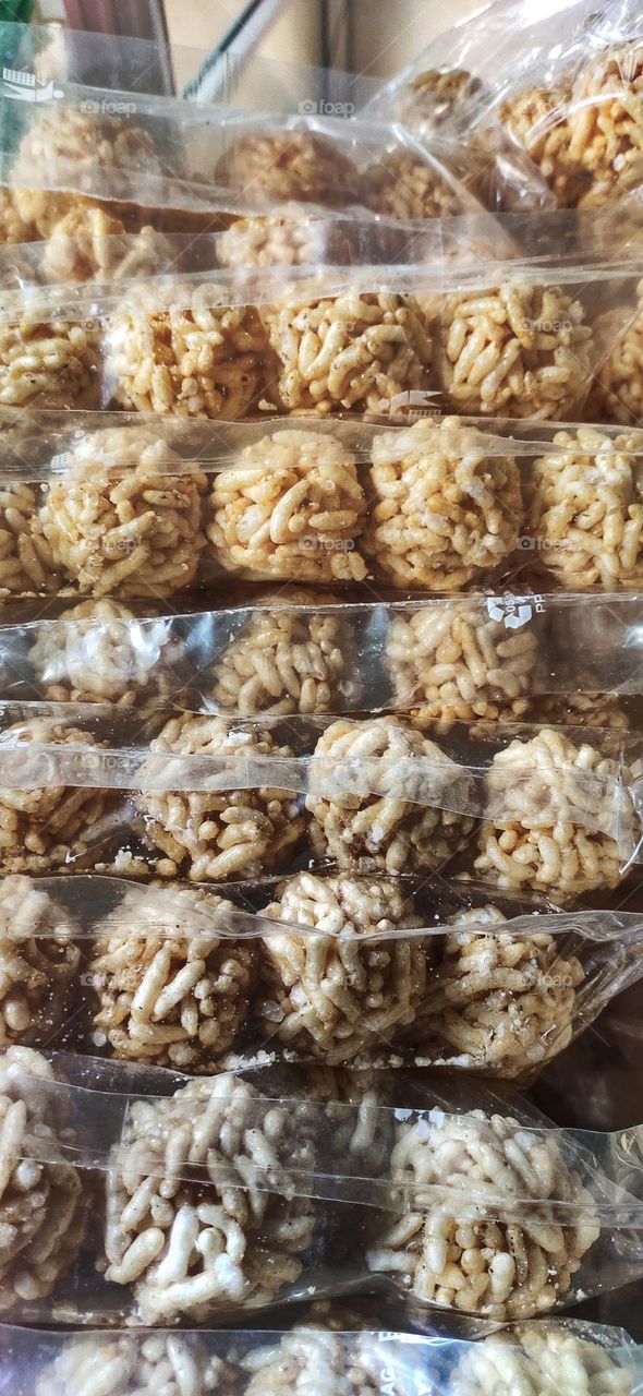 Indian treditionl snack sweet puffed rice