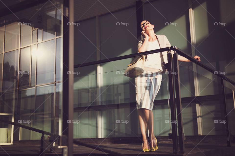 Businesswoman talking on cellphone