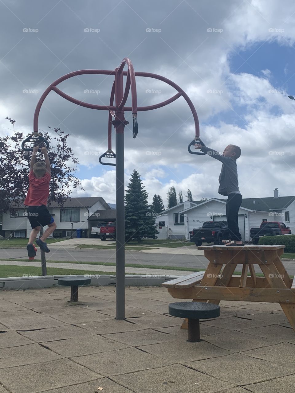 Boys playing at the park 