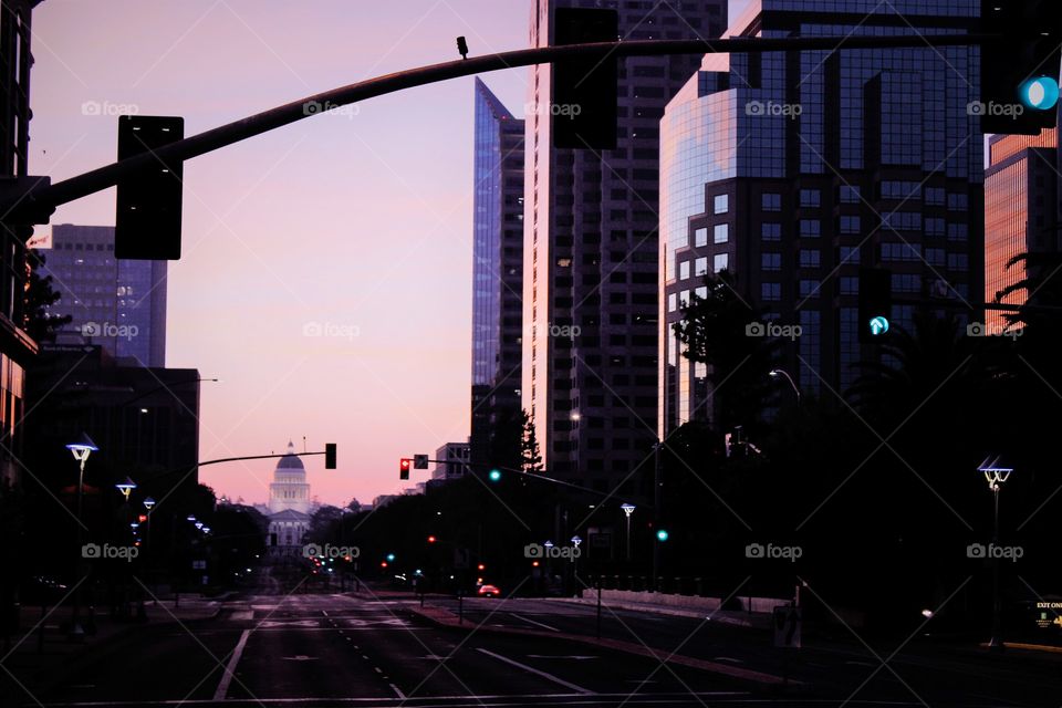 sunrise over Sacramento City