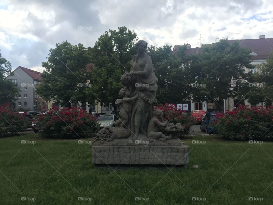 Beautiful statue in the old city center of Szczecin