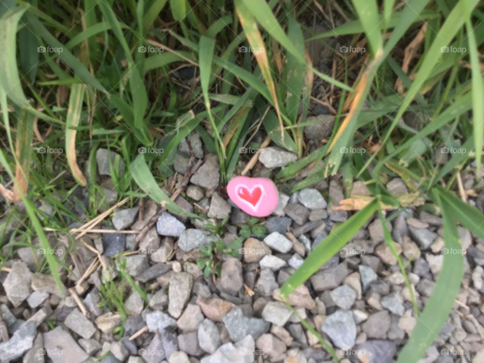 Stone painted with a heart that I put in the Park 
