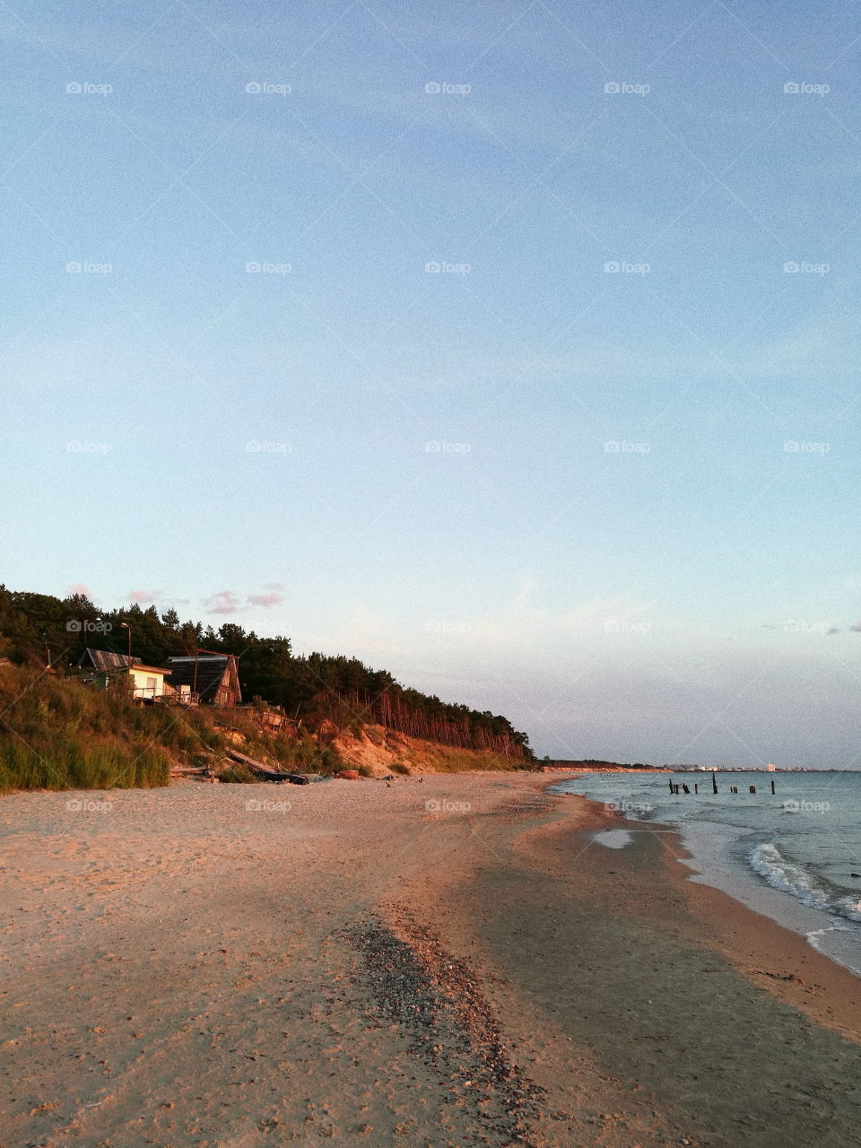 beautiful beach view while it's golden hour