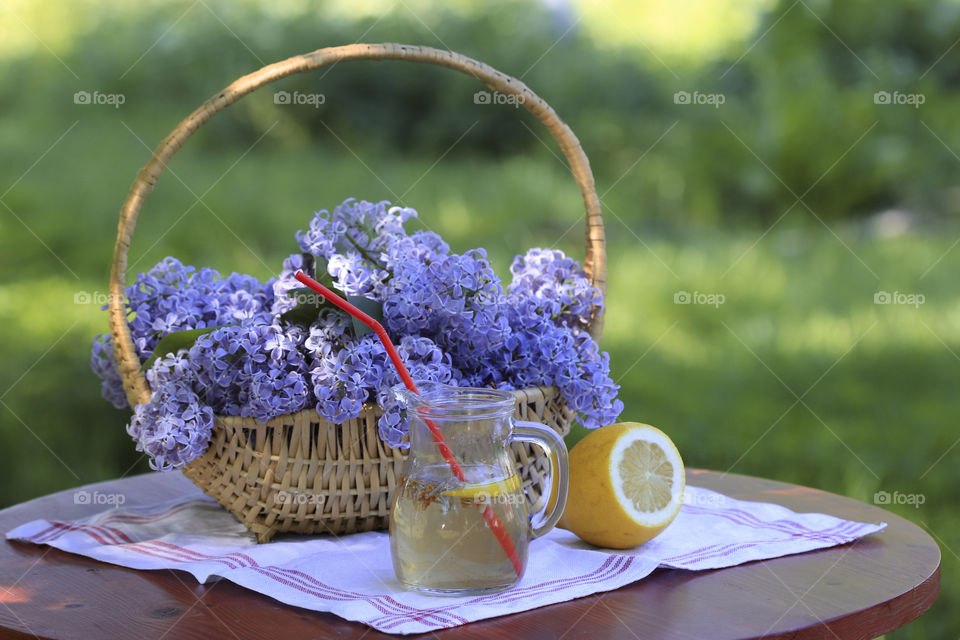 Purple lilac and summer juice