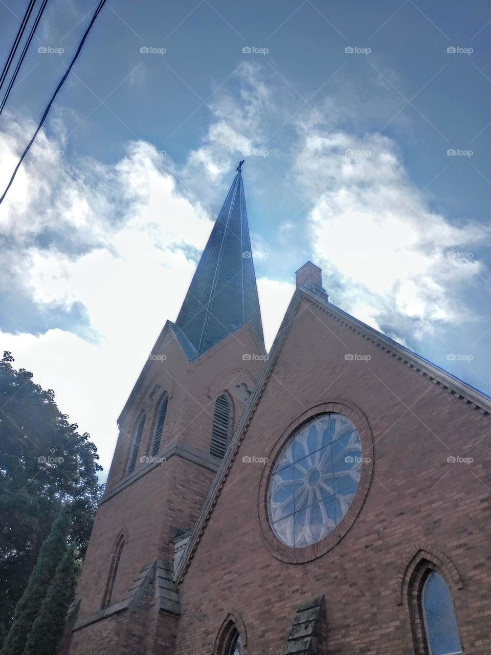 Church Steeple with Blue Sky