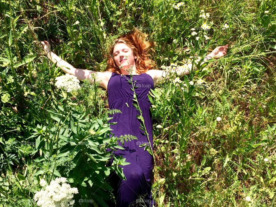 Laying in Wildflowers. K Bruce (model) laying in Wildflowers