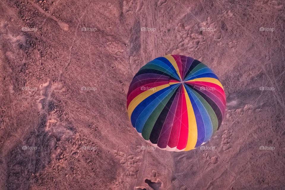 Colorful balloon over desert in Luxor city ,Egypt