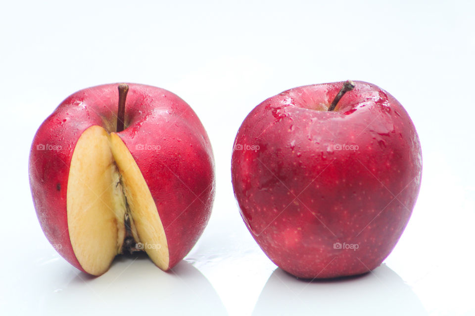 amazing photography of apple with white colour background