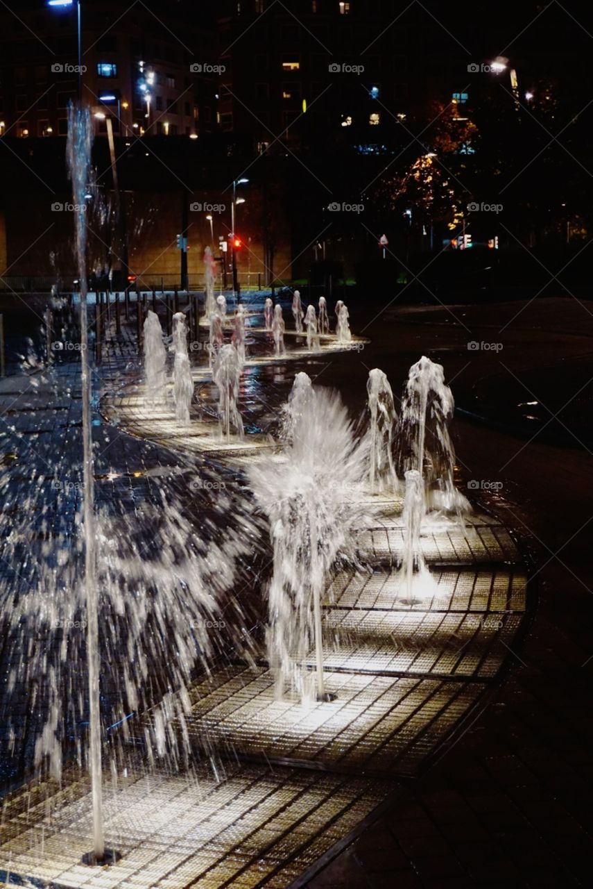 Fountain#water#spout#night#lights