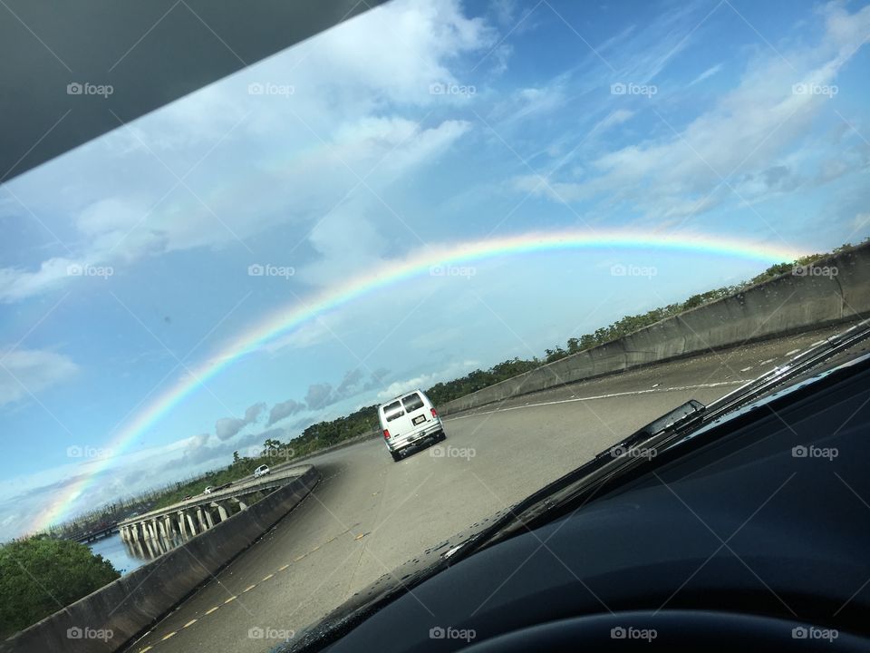 Rainbow over the interstate 