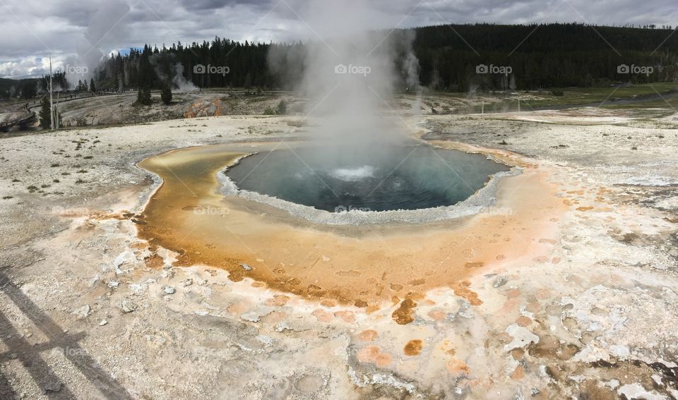 Bubbling hot spring in Yellowstone national park