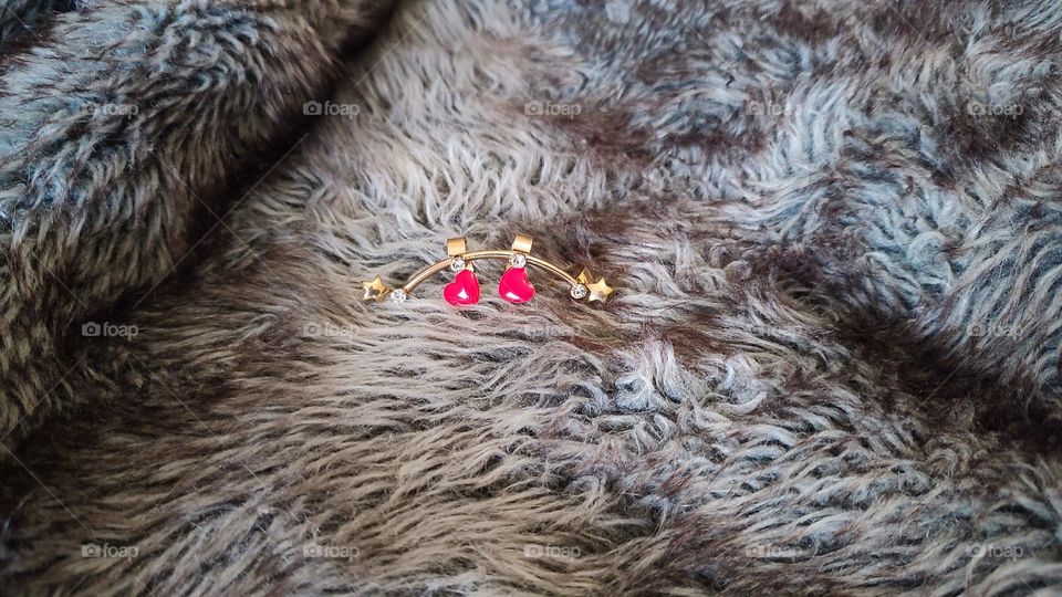 Earrings on fur