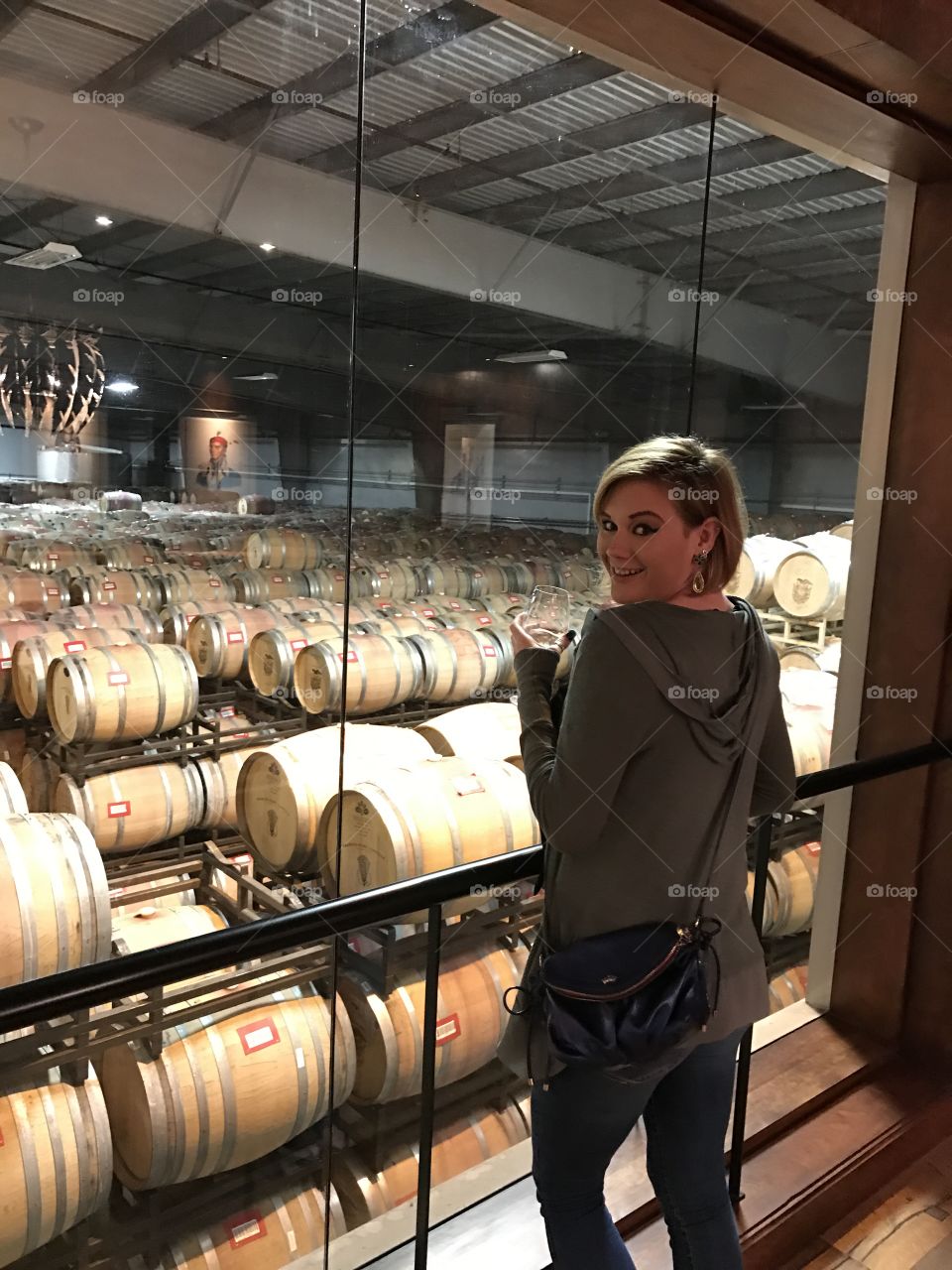 Admiring all the tasty wine