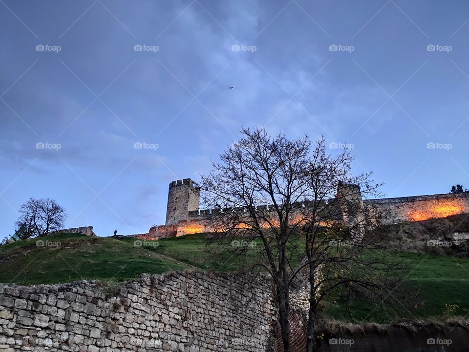 Belgrade Serbia Kalemegdan fortress at dusk
