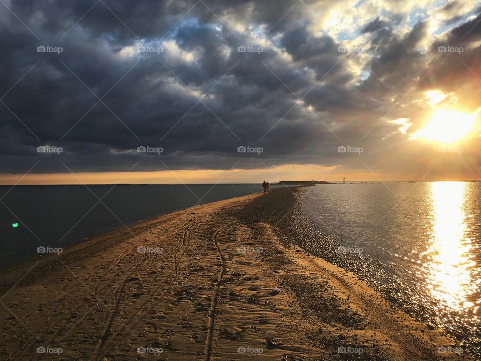 Sunset, Water, Dawn, No Person, Beach