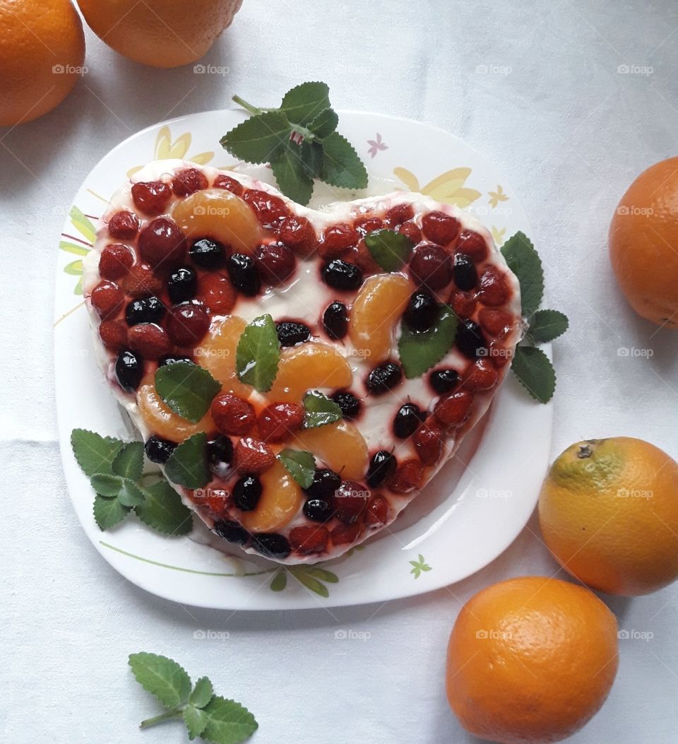 fruity cake with oranges