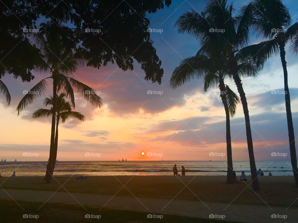 Sunset at Waikiki Beach 