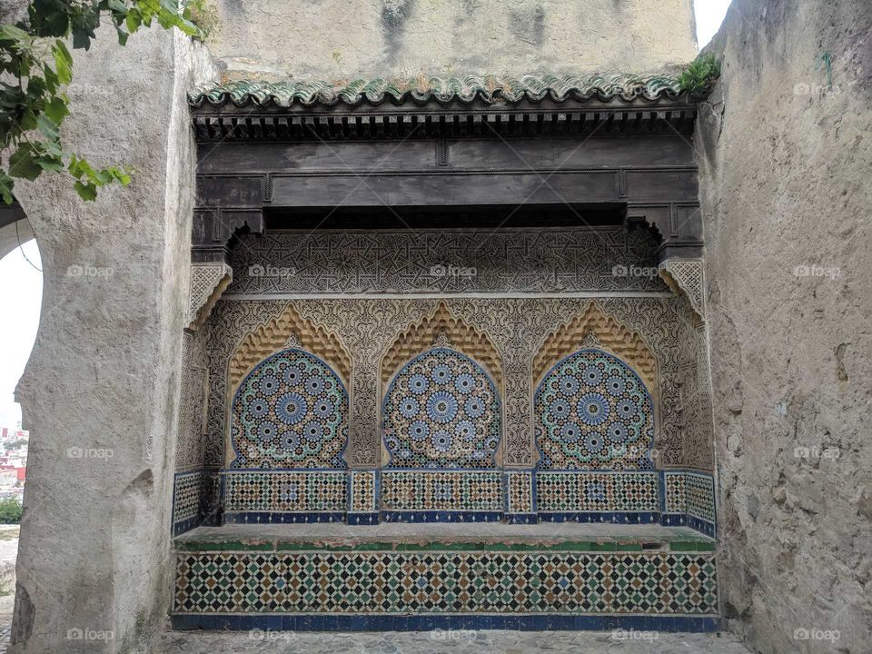 Beautiful, Colorful, Ornate Ceramic Mosaic Panel in Tangier, Morocco