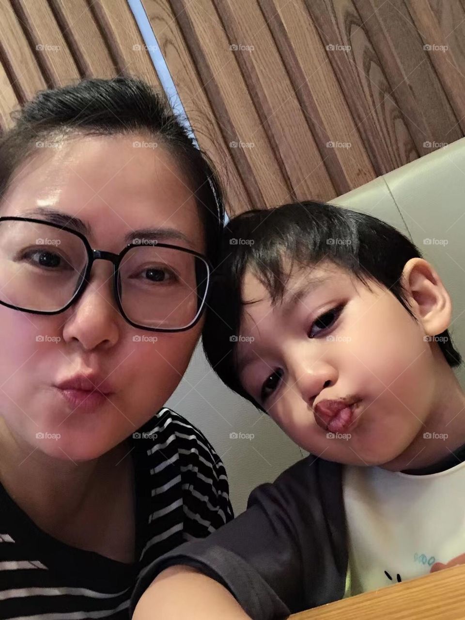 Mom and Son Selfie at the Ice Cream Shop.