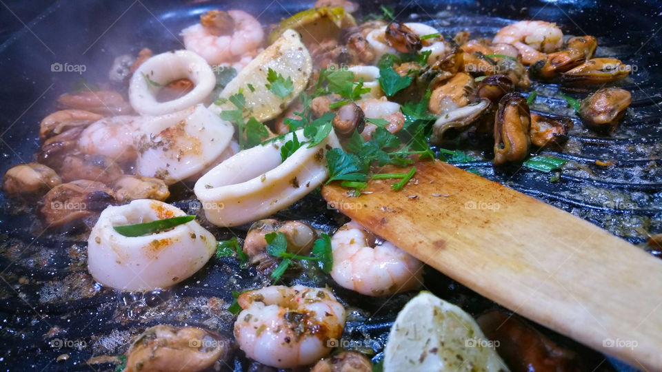 Preparation of seafood dish