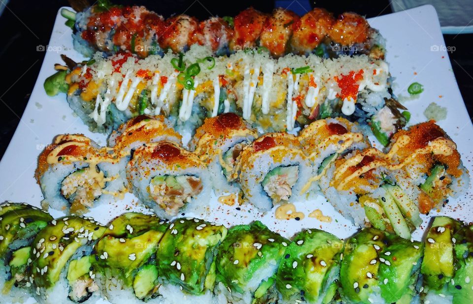 Variety of sushi